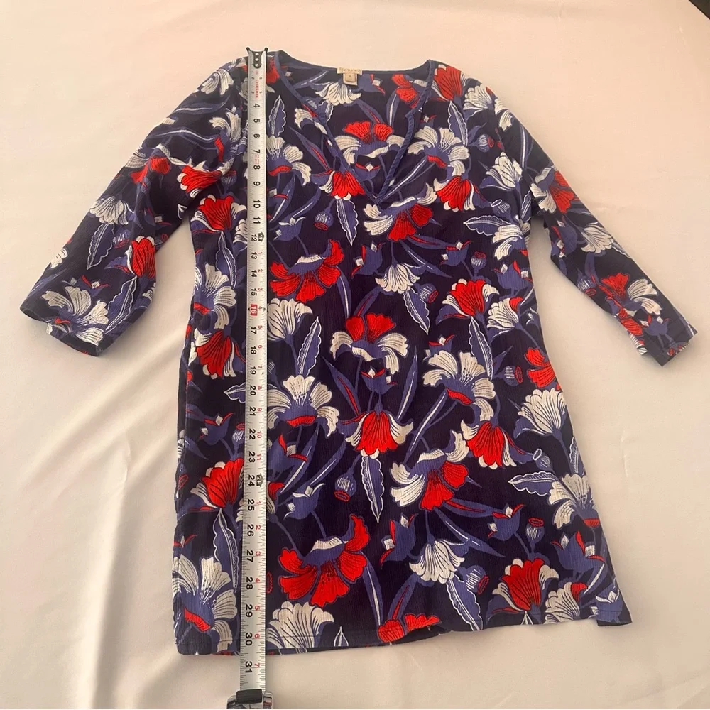 J. Crew Blue and Red floral Tunic cover-up Size Small - Picture 3 of 8